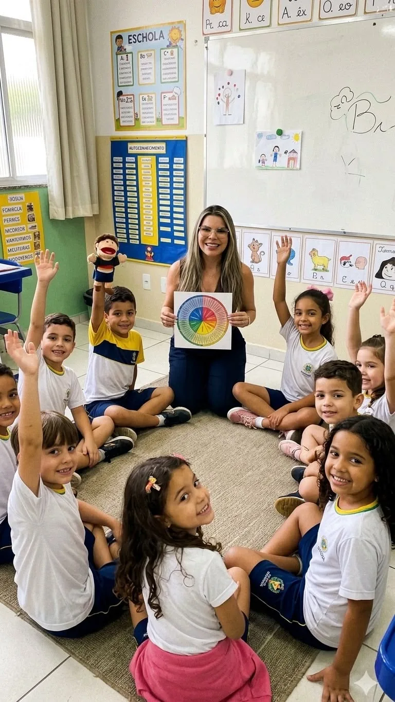 Profesora con sus alumnos